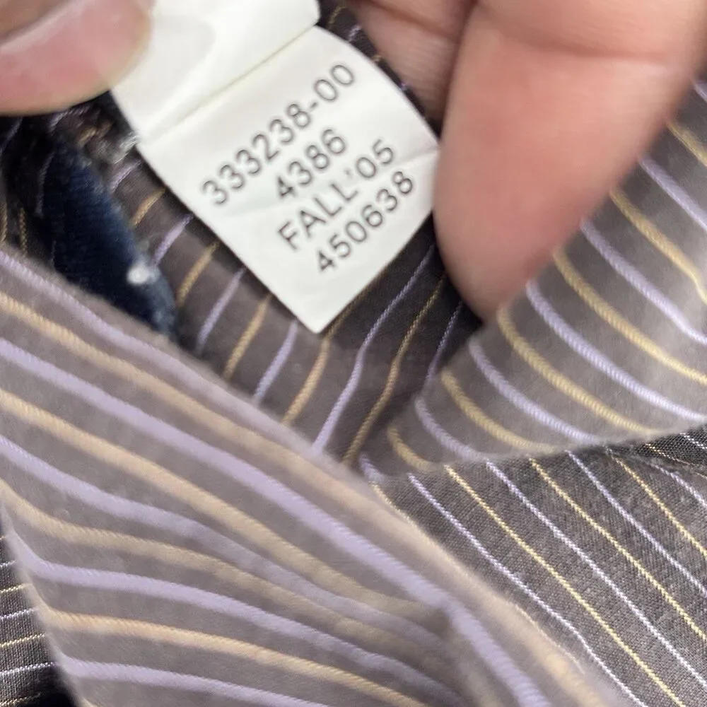 Banana Republic Men's S Brown Pinstripe Embroidered Cotton Shirt